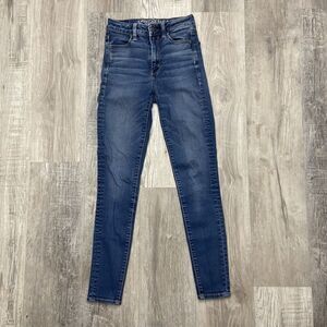 American Eagle 0 Super‎ Hi Rise Jegging Dark Stretch Denim Womens Jeans